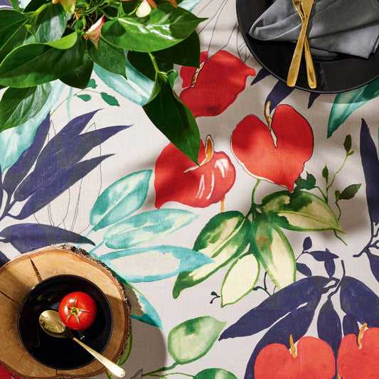 APELT Letizia Tischdecke exotische Blätter und Blüten
