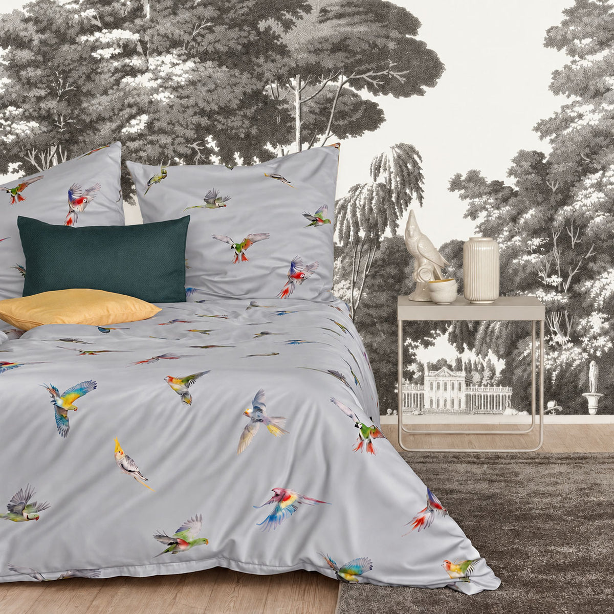 APELT Lola Bettwäsche Baumwoll-Satin Papagei als all over