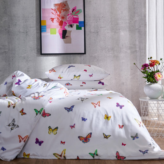 APELT Lucky Bettwäsche Baumwoll-Satin farbige Schmetterlinge