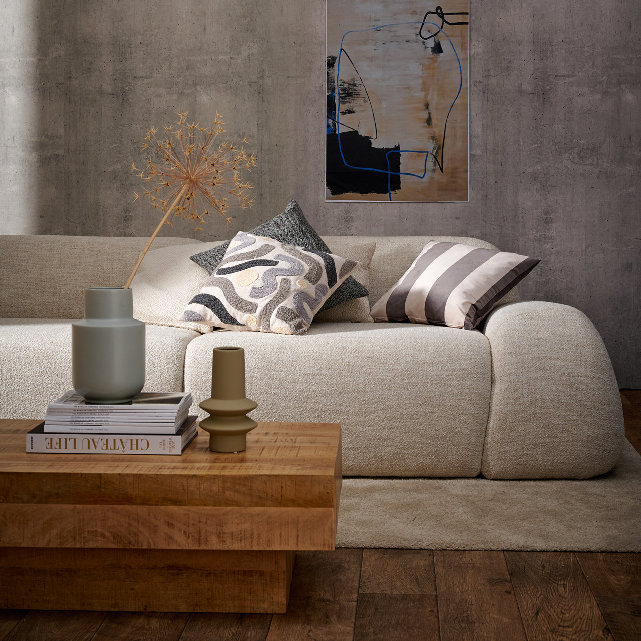 APELT Malva Kissen bestickter Kissenstoff mit Fantasieformen
