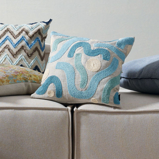 APELT Malva Kissenbezug bestickter Kissenstoff mit Fantasieformen