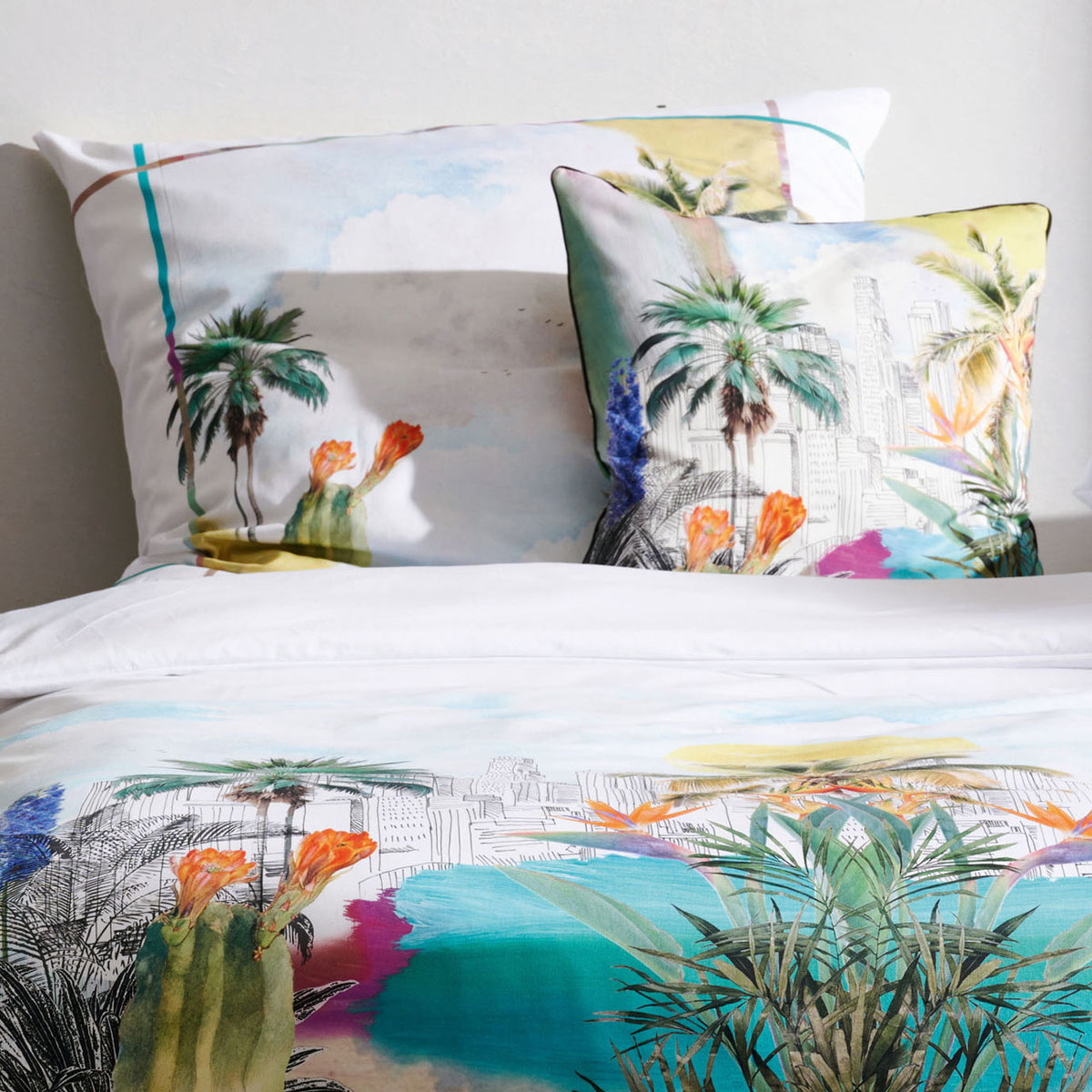 APELT Miami Bettwäsche Baumwoll-Satin schicker Großstadt-Dschungelgarten