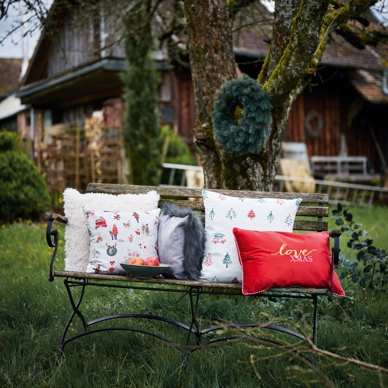 APELT 5825 Kissen handgezeichneten Tannenbaumformen