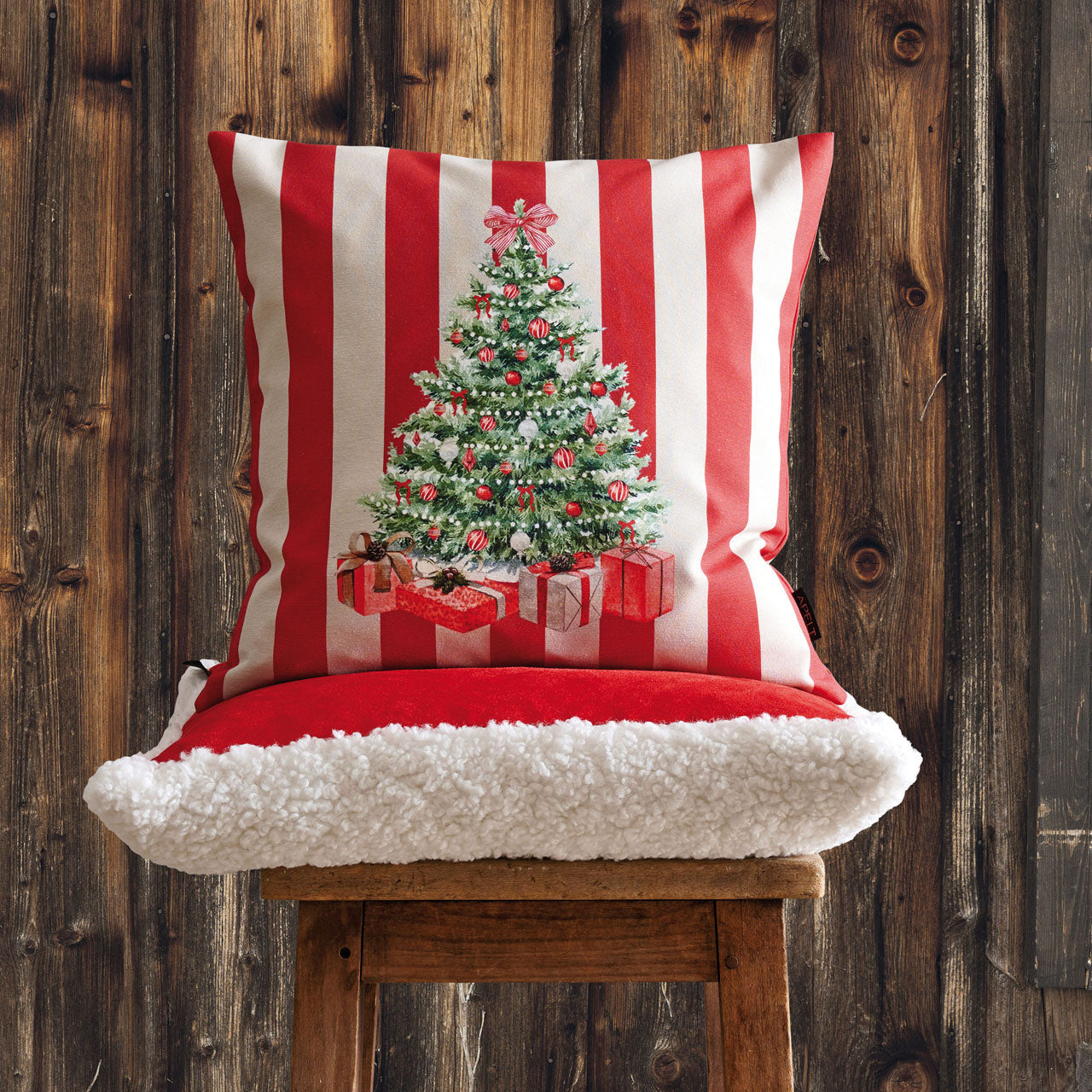 APELT Montana Kissen aus weichem Velours mit kuscheligem Fake-Fur-Teddyfell