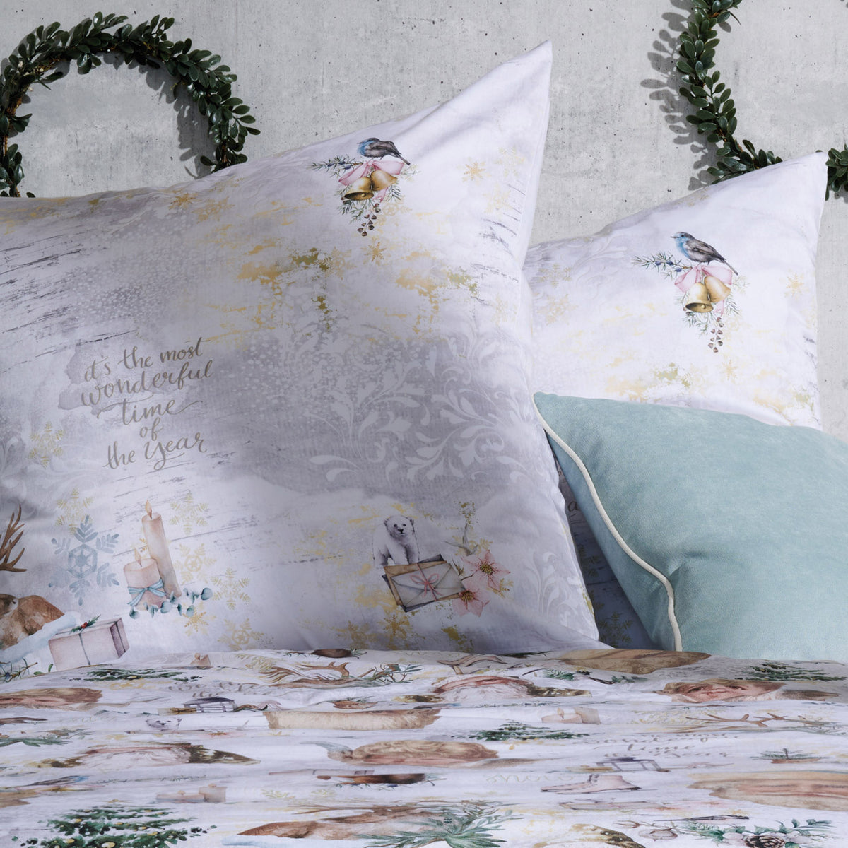APELT Santa Bettwäsche Baumwoll-Satin Weihnachtliche Postkartenmotive – APELT Stoffe