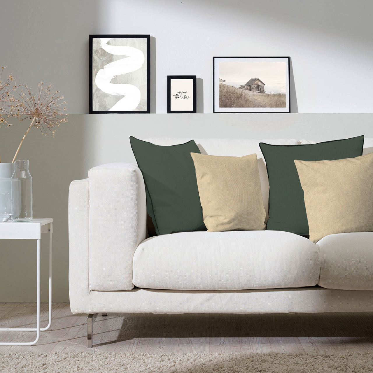 APELT Stone Kissen Struktur-Uni mit Kettelrand