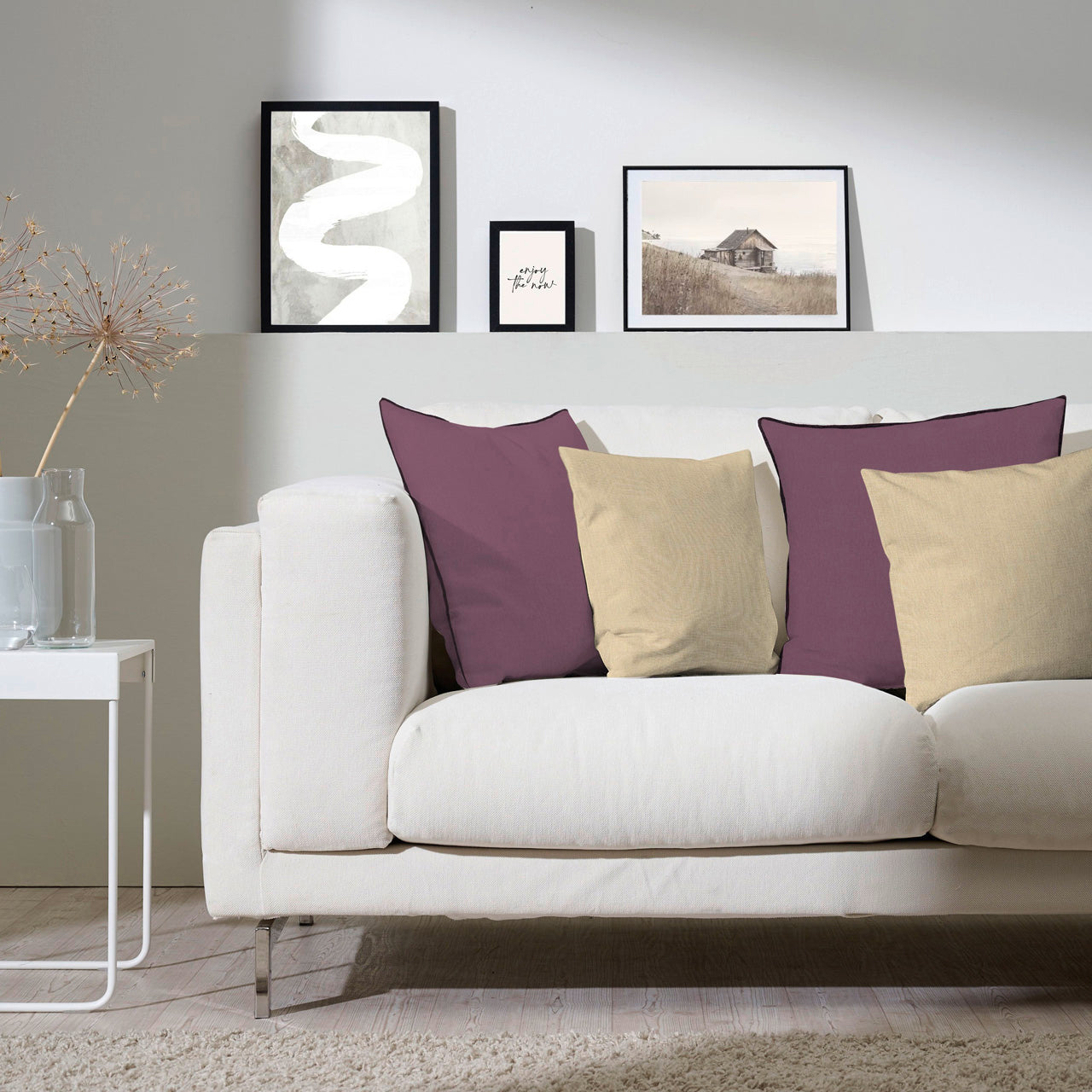 APELT Stone Kissen Struktur-Uni mit Kettelrand