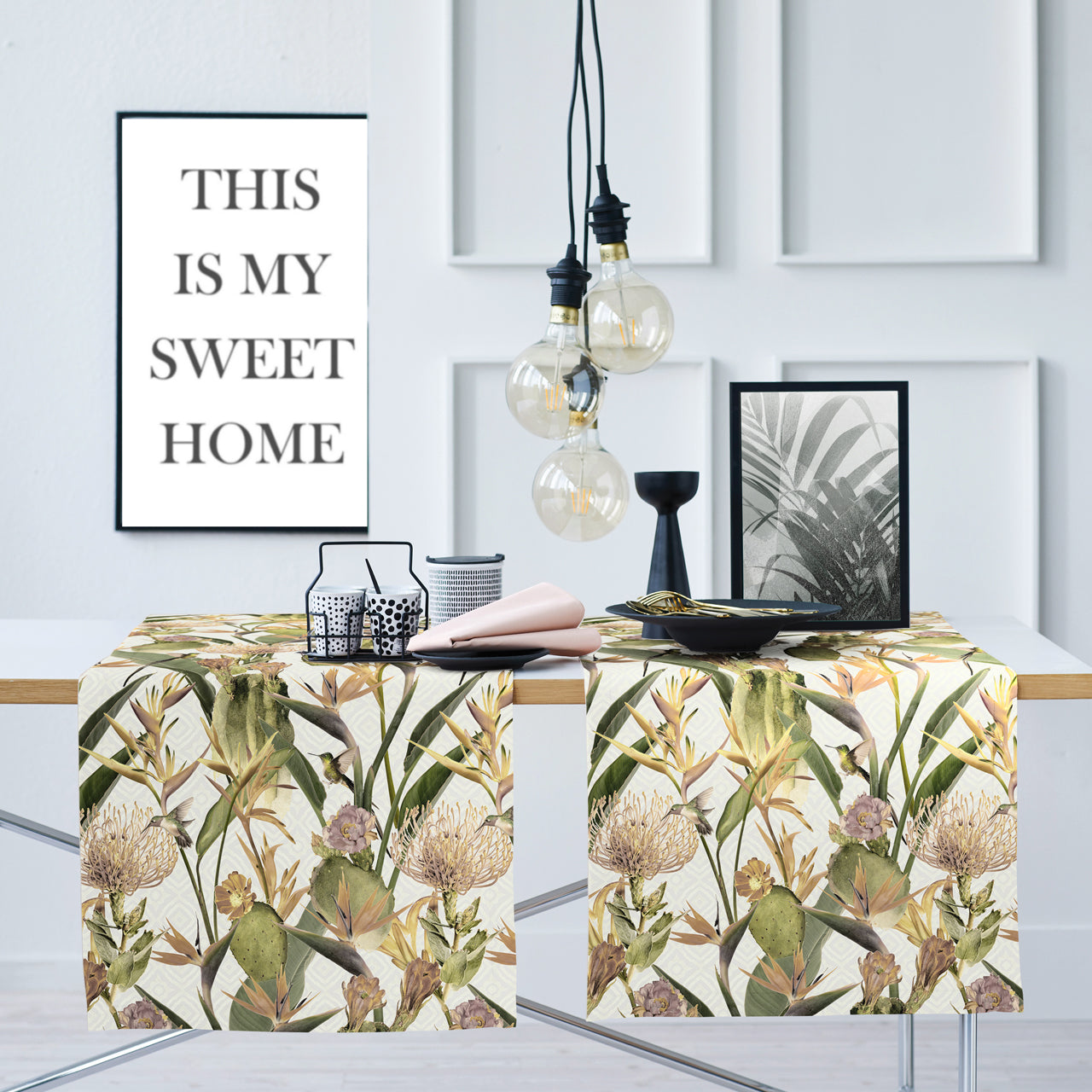 APELT 6522 Tischläufer Exotische Blüten und Pflanzen