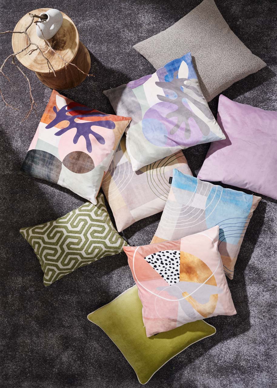 APELT Joy Kissen abstrakte Formen Samt rose