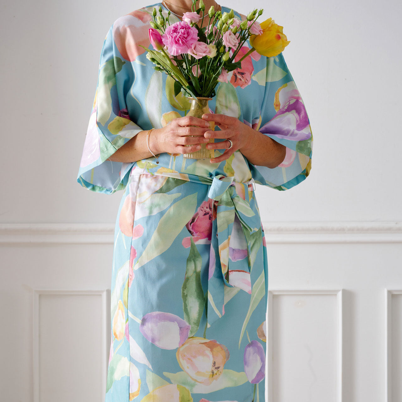 APELT Tulip Kimono Baumwoll-Satin Tulpenfeld
